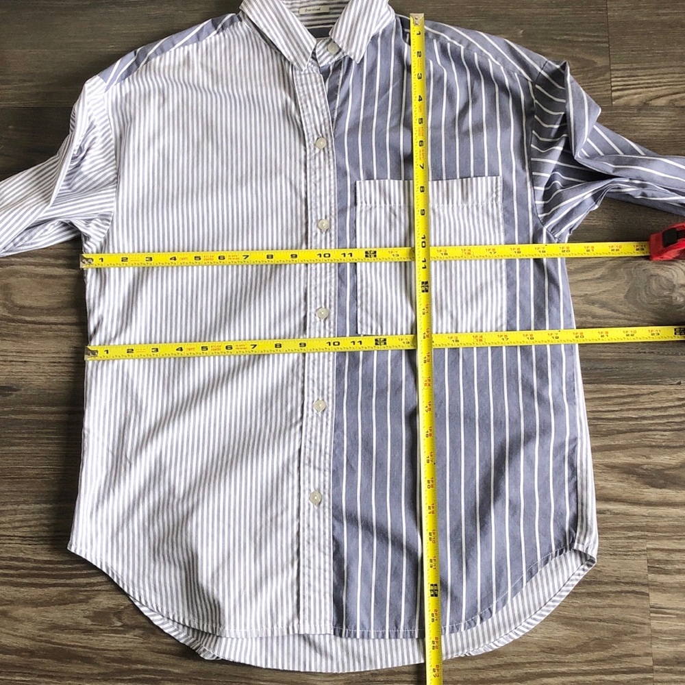 New Abercrombie and Fitch Womens Oversized Poplin Colorblock Shirt Stripe - Picture 14 of 15